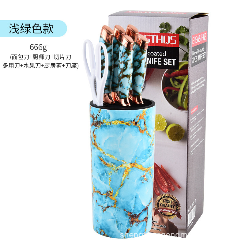 Nuevo estilo de utensilios de cocina, cuchillo de cocina multifuncional, cuchillo de fruta, cuchillo de pan, juego de soporte de cuchillo de barril redondo