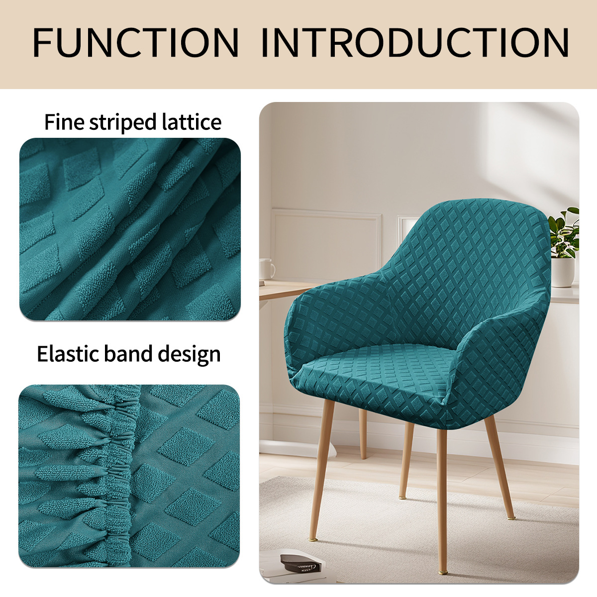 Transfronterizos elásticos jacquard rango nuevo cubierta de silla arqueada reposabrazos altos elásticos de forma especial cubierta de silla de comedor de hotel SHEIN en stock