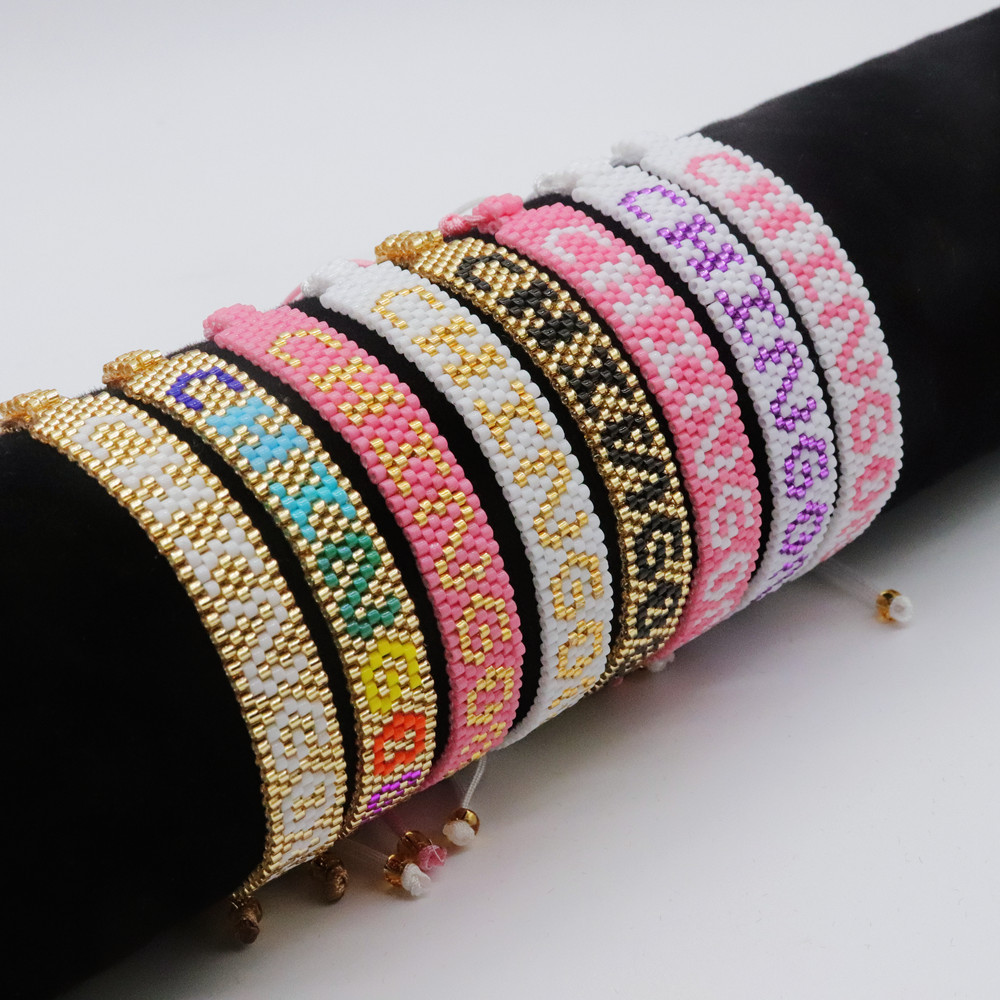 Ethnic Style Letter Glass Knitting Womenu0027S Bracelets 1 Piece