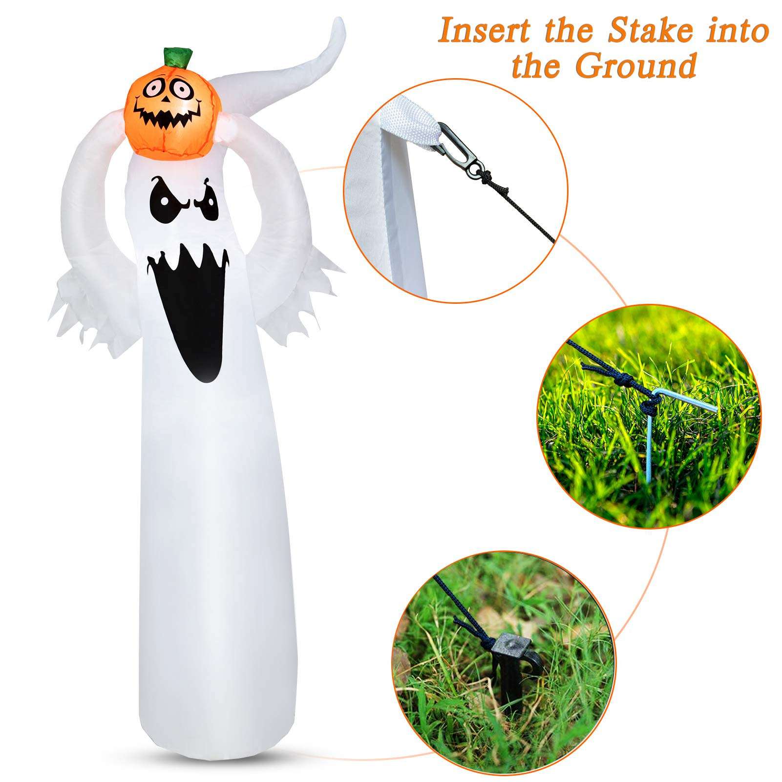 Halloween inflable modelo horror blanco fantasma cabeza calabaza luminosa escena diseño decoraciones fantasma Festival transfronterizo