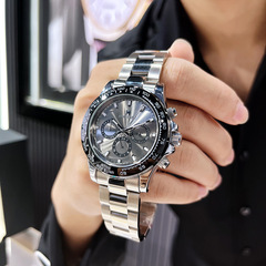 迪通拿同款機械手錶實心鋼帶星期日曆轉動錶盤多功能夜光防水腕錶