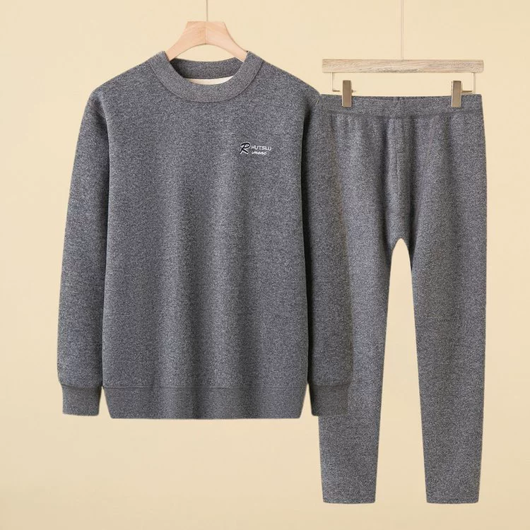 Keep warm set for elderly, warm comfortable thermal underwear, for middle age, round collar