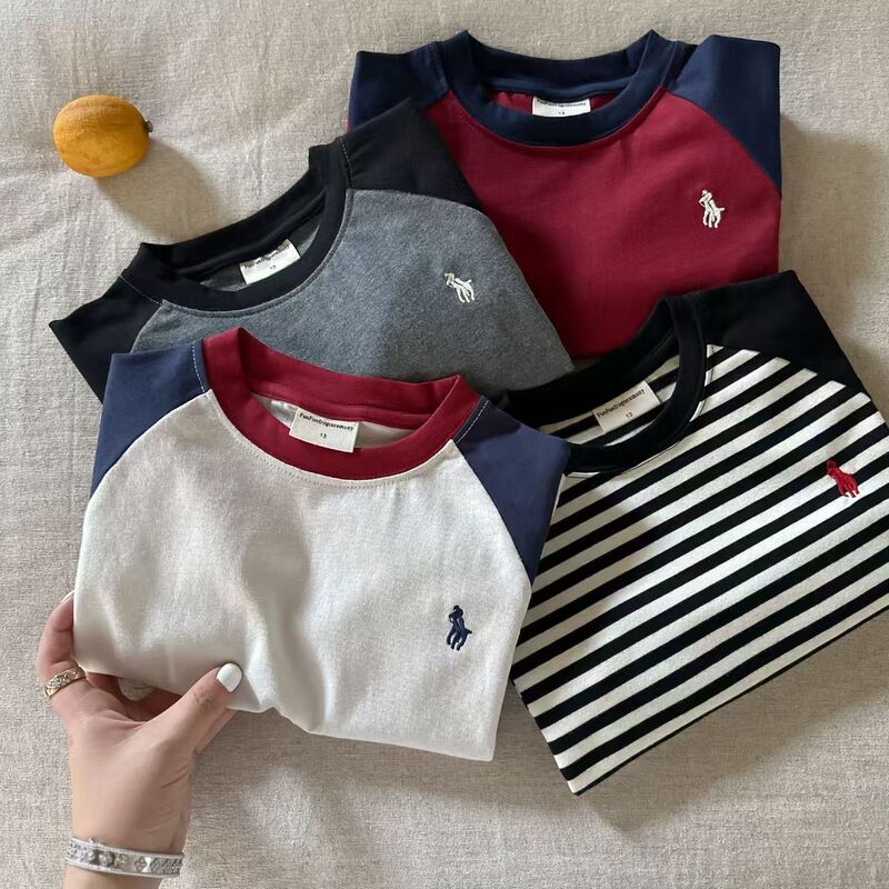 Children's Raglan Sleeve Men's Spring & Fall New Kidsren's Color-Blocked Bottoming Shirt Pure Cotton Baby Long-Sleeved T-Shirt Women's Style Top Children's Raglan Sleeve Men's Spring & Fall New Kidsren's Color-Blocked Bottoming Shirt Pure Cotton Baby Long-Sleeved T-Shirt Women's Style Top