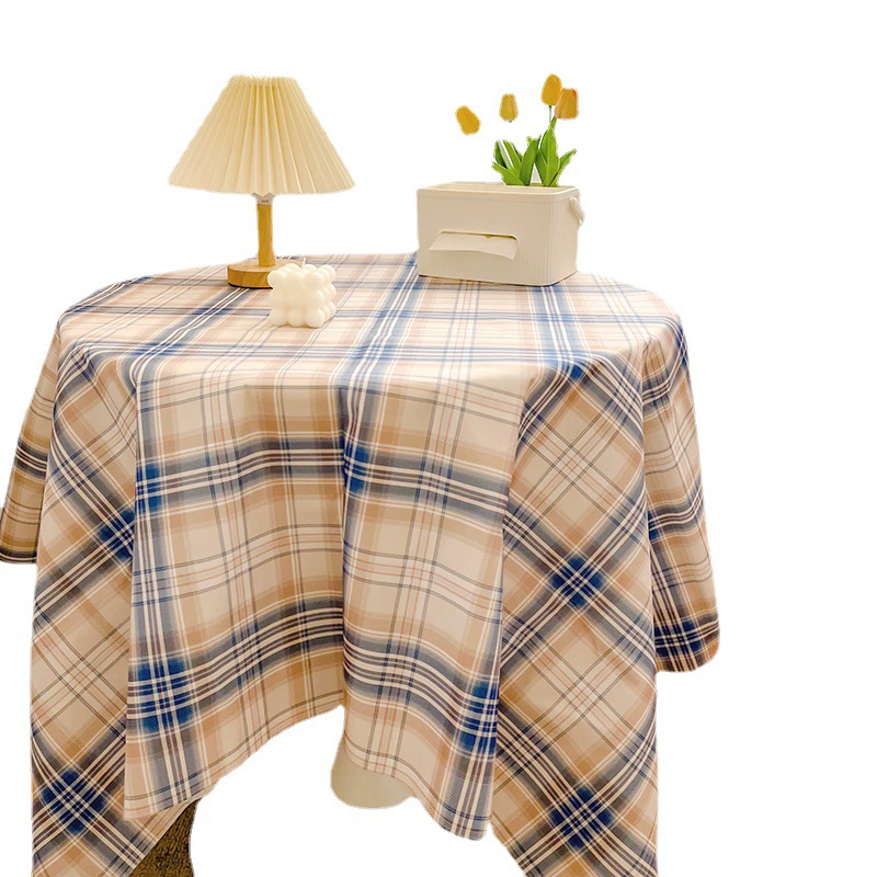 Net red plaid tablecloth Ins wind girl heart round table cloth layout dust dining table cloth coffee table padding