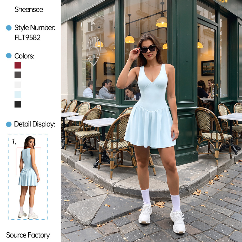Cross-Border Exclusive Supply of Sports Skirts, Brushed Fabric Casual Outdoor Commuting Dresses, Running and Cycling Fashion High-End Tennis Skirts