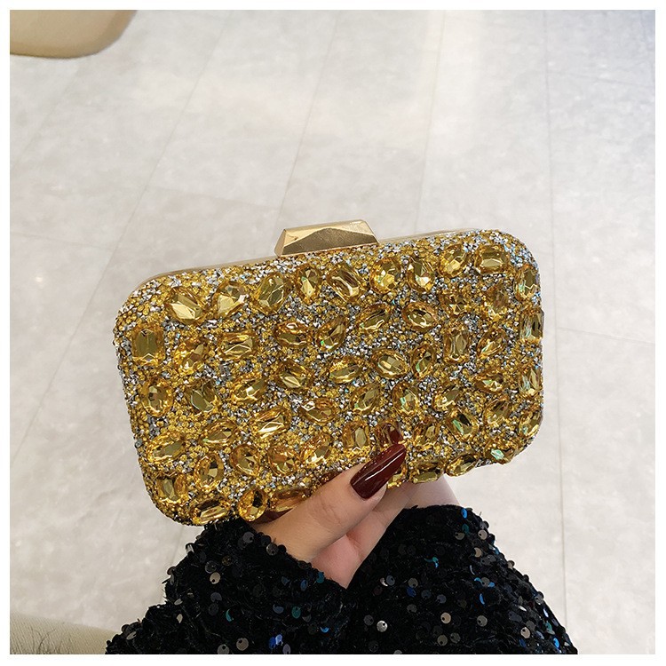 Nuevo transfronterizo lleno de diamantes brillante bolsa de cena de damas con diamantes ligero de lujo bolsa de mano de fiesta de boda alta sensación bolsa de cena