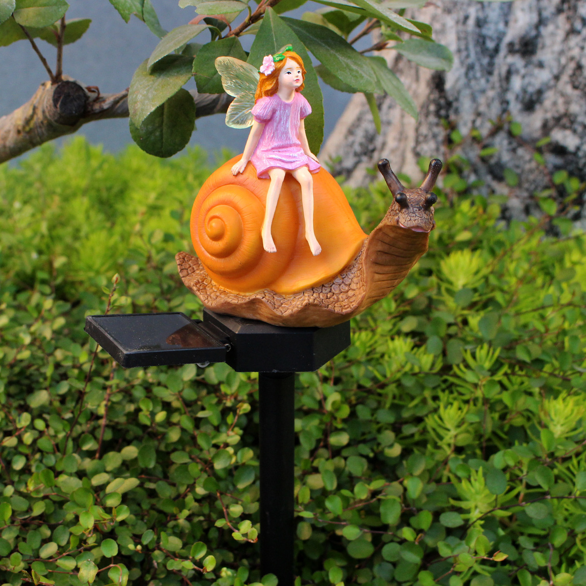  outdoor courtyard waterproof LED villa garden lawn lamp simulation snail flower fairy plug-in solar lamp
