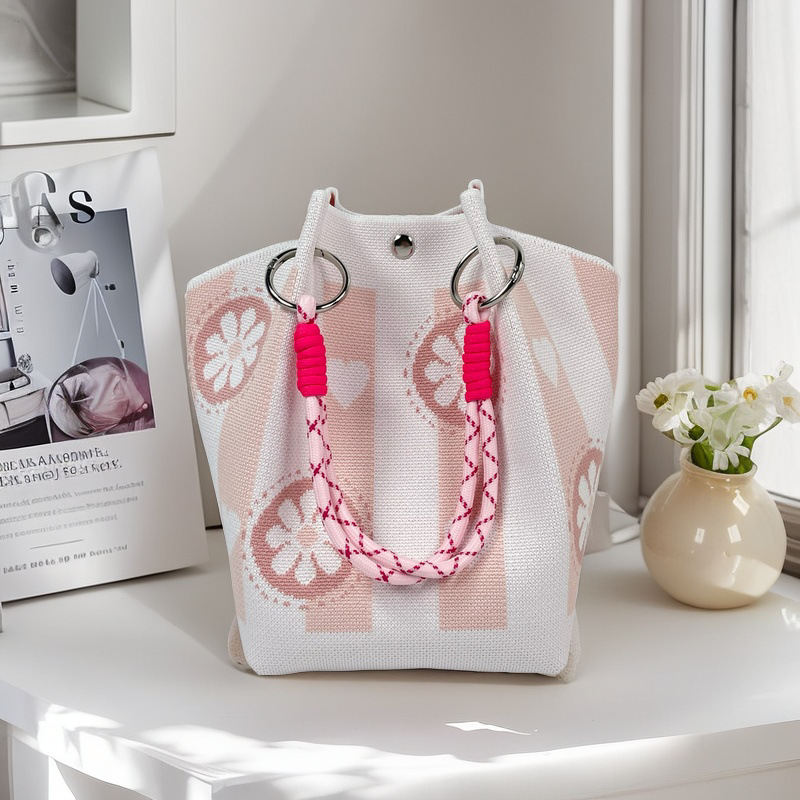 Nicho de diseño blanco y negro jersey jersey bolso de mano casual versátil gran capacidad bolso de mochila fábrica directa