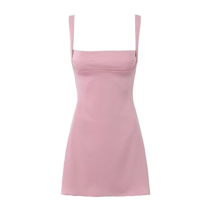 European and American Sexy Hottie Style Clean Version Simple Flat Suspender Dress Waist Slimming Look Close-Fitting Skirt