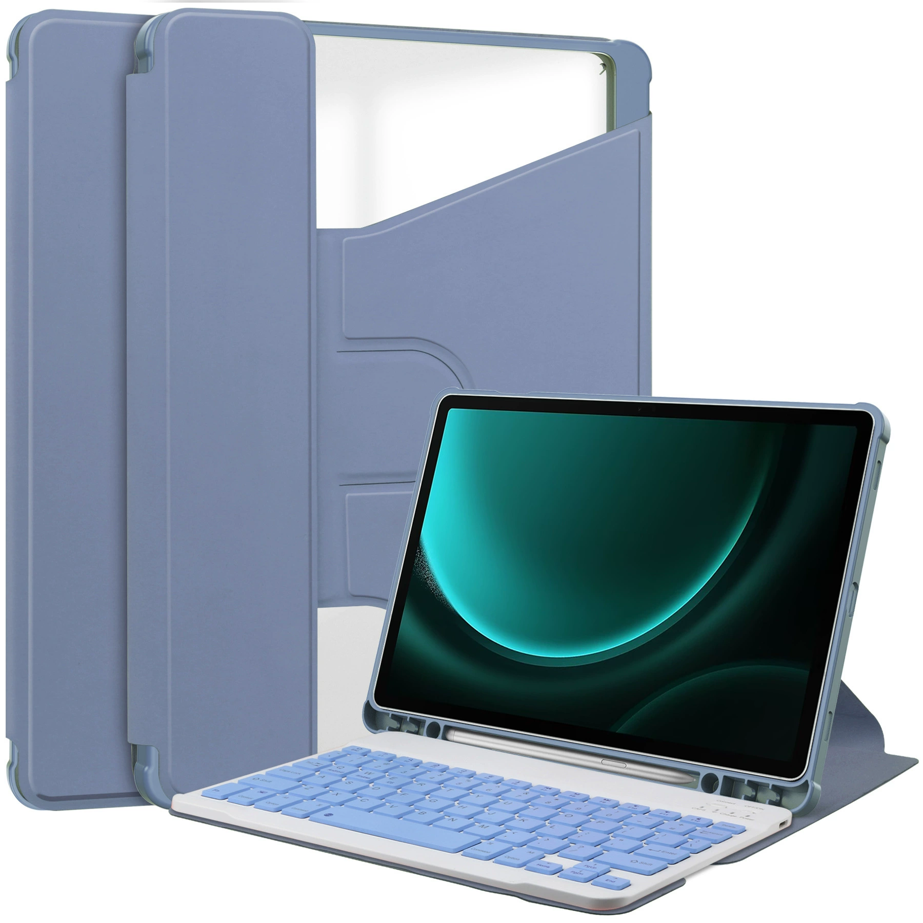 Подходит для Samsung TAB S9fe Bluetooth клавиатура защитный чехол Samsung S9Plusp 360° поворачивающийся кожаный чехол