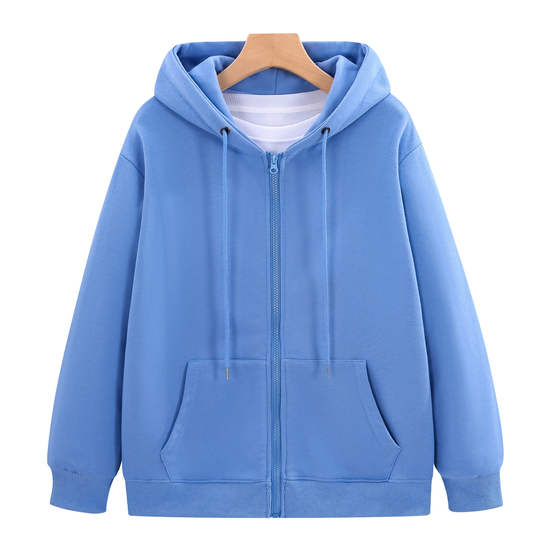 310G pesado camisa publicitaria de algodón grupo ropa de actividad con cremallera chaqueta con capuchón chaqueta suéter ropa de trabajo personalizada