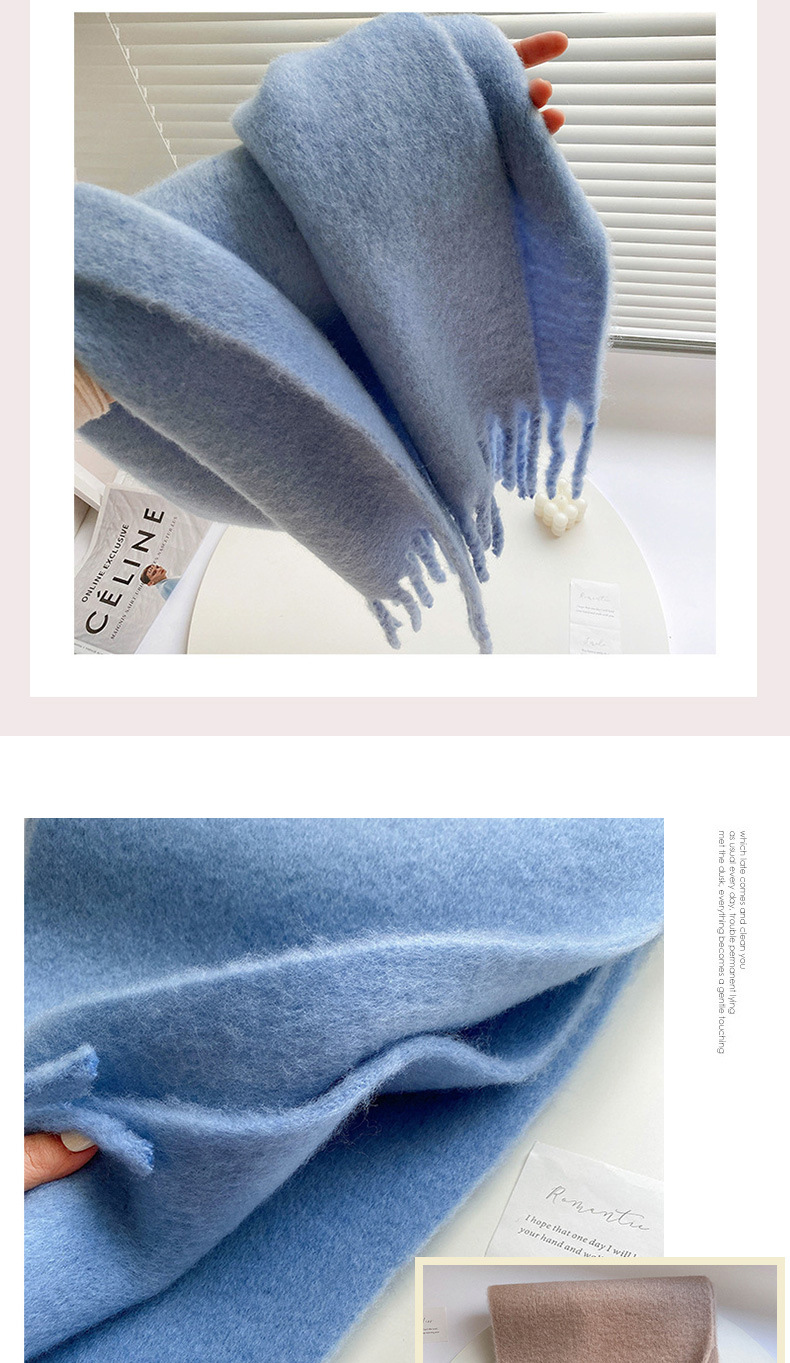 Fluffy Solid Scarf For Women Warm Winter Cashmere Style Shawl_voghion.com