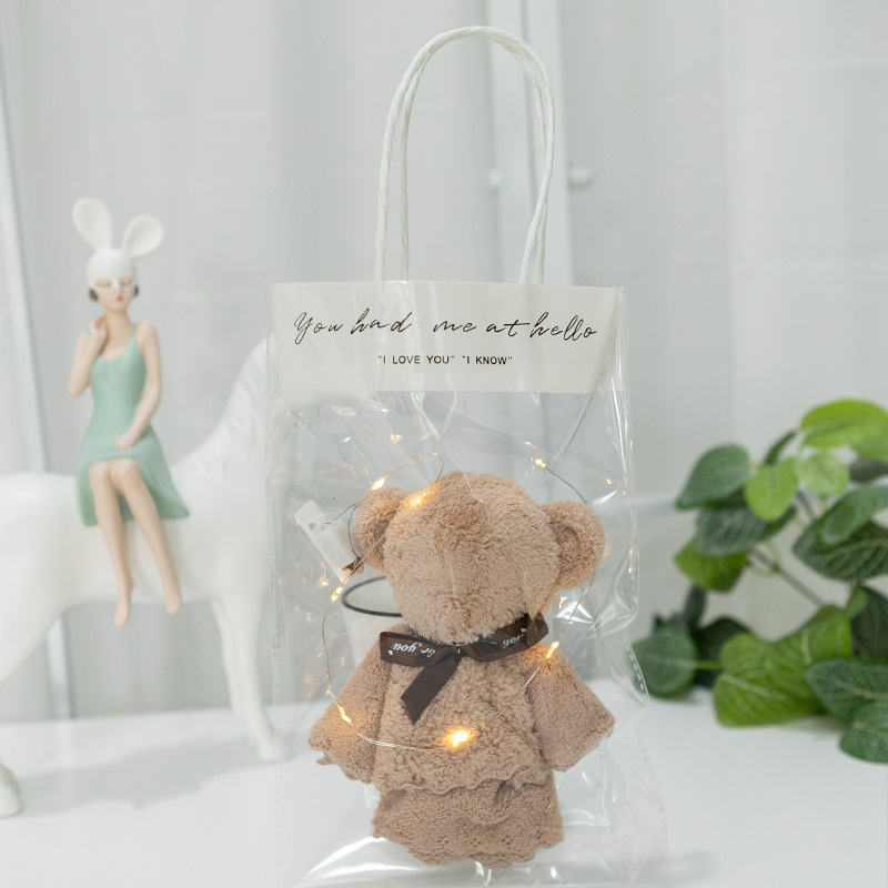 산호 벨벳 곰-다크 브라운 + 휴대용 + 따뜻한 램프