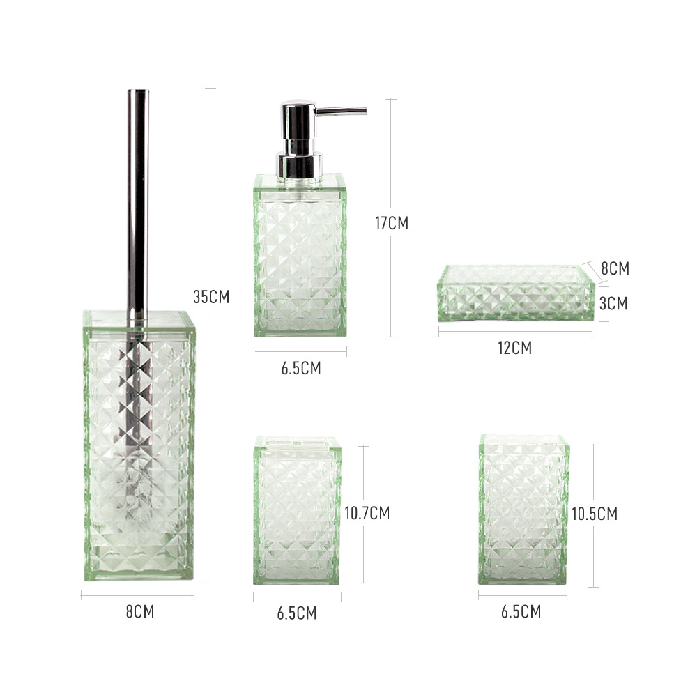 Cuarto de baño de plástico de cinco piezas redondo corrugado fábrica al por mayor de lavado de cinco piezas de baño enjuague bucal cepillo de dientes Copa conjunto de cinco piezas