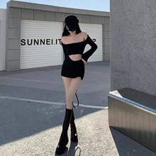 黑色半身裙子女装2022年春季新款性感包臀高腰显瘦V腰a字短裤裙子