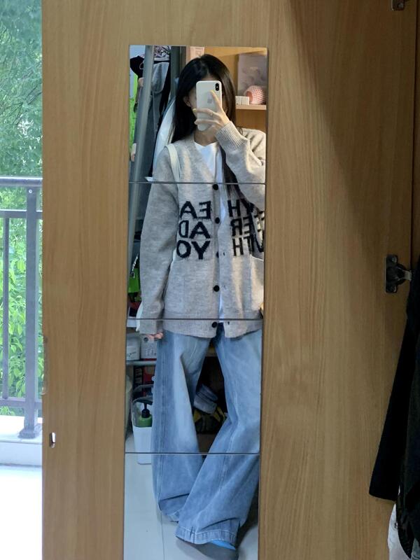 美式复古v领针织开衫女秋冬慵懒风毛外套早秋季穿搭宽松外搭上衣|undefined