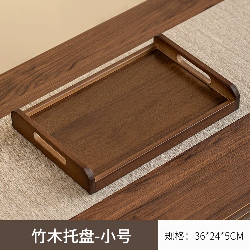 Creative Walnut Wood Serving Set: Rectangular Dinner Plate & Teacup Tray, Internet Celebrity Favorite