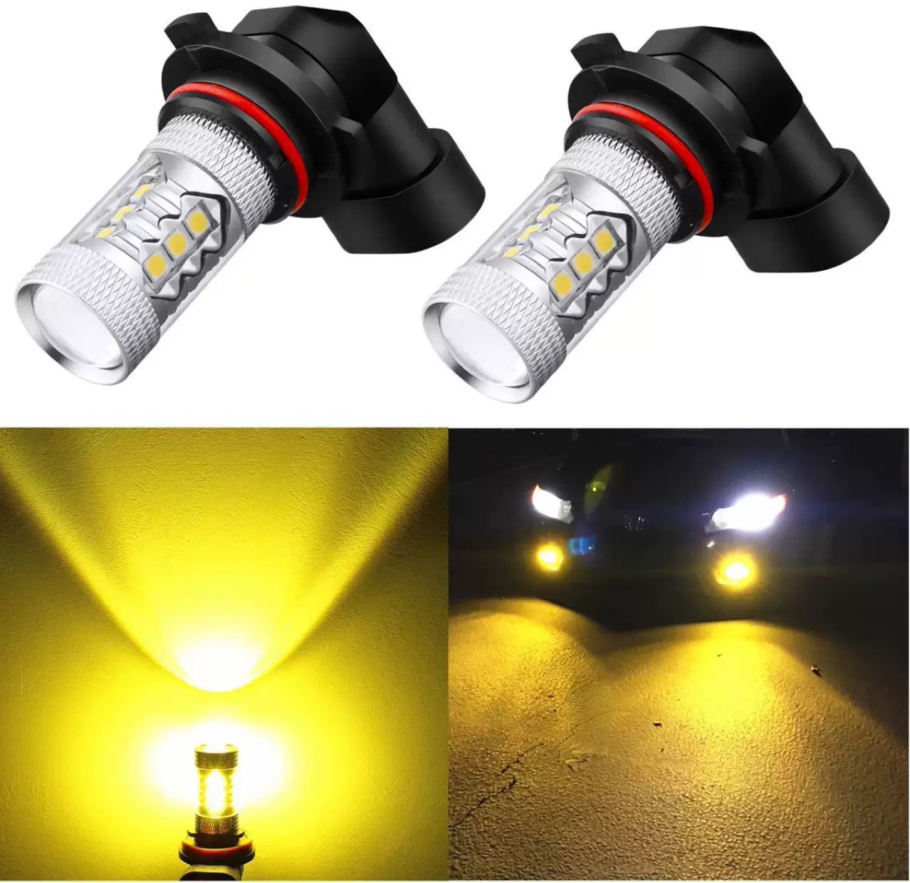 Car LED fog lamp H10 9005 9006 H11 80W yellow 16LED anti-fog lamp headlamp