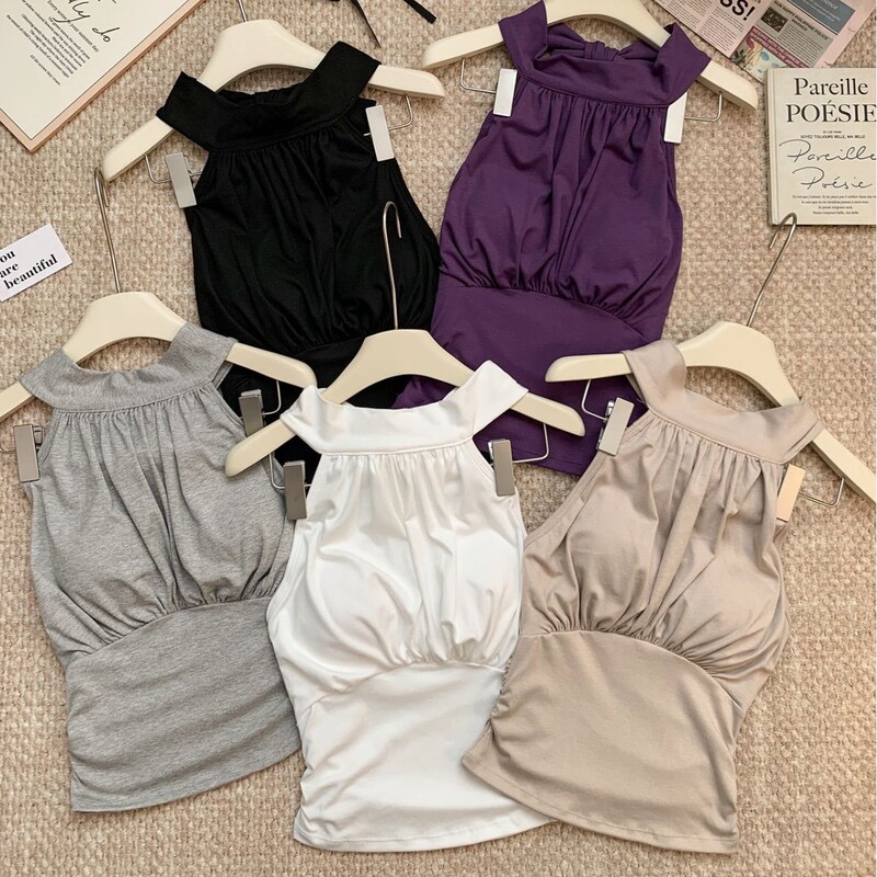 7007 # Hot Girl Sexy Back-Tie Halter Top for Women 2025 Summer New Fashion Short Camisole 7007 # Hot Girl Sexy Back-Tie Halter Top for Women 2025 Summer New Fashion Short Camisole