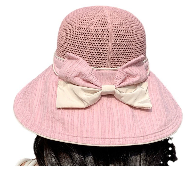 Fresh cute summer breathable beach travel sun hat with bow