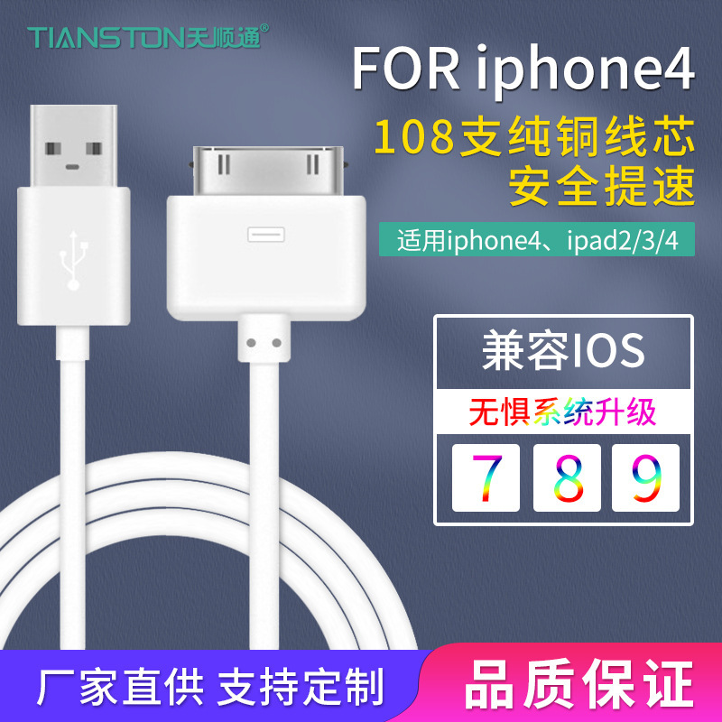 For Apple data line iPhone4S 5S mobile phone charging line 1 meter ipad3 Apple 4 data line wholesale