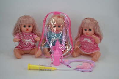 14寸娃娃公仔  听诊器+针筒+奶瓶 带IC 12声 包电|ru