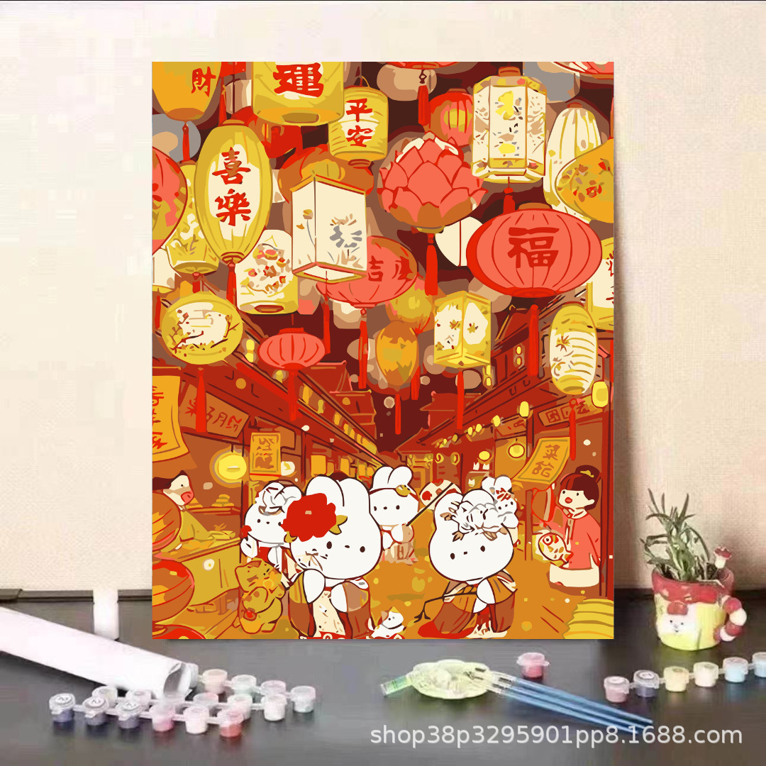 Guardia dulce serie de animación de pintura al óleo digital DIY moderna minimalista para niños fábricas de pintura al óleo de relleno al por mayor