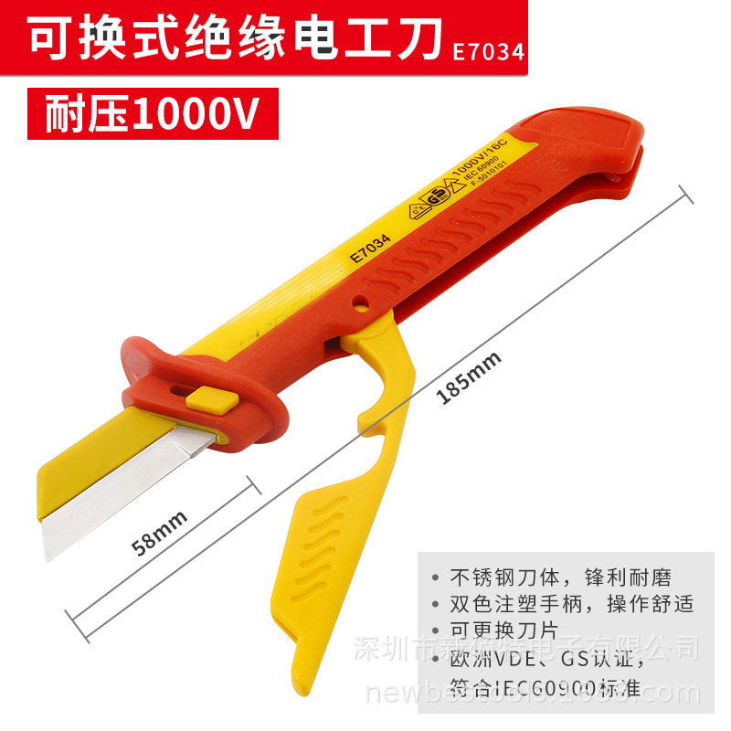 Mango de madera cuchillo plegable electricista con cuchilla y alambre y cable escariador peeling electricistas cuchillo