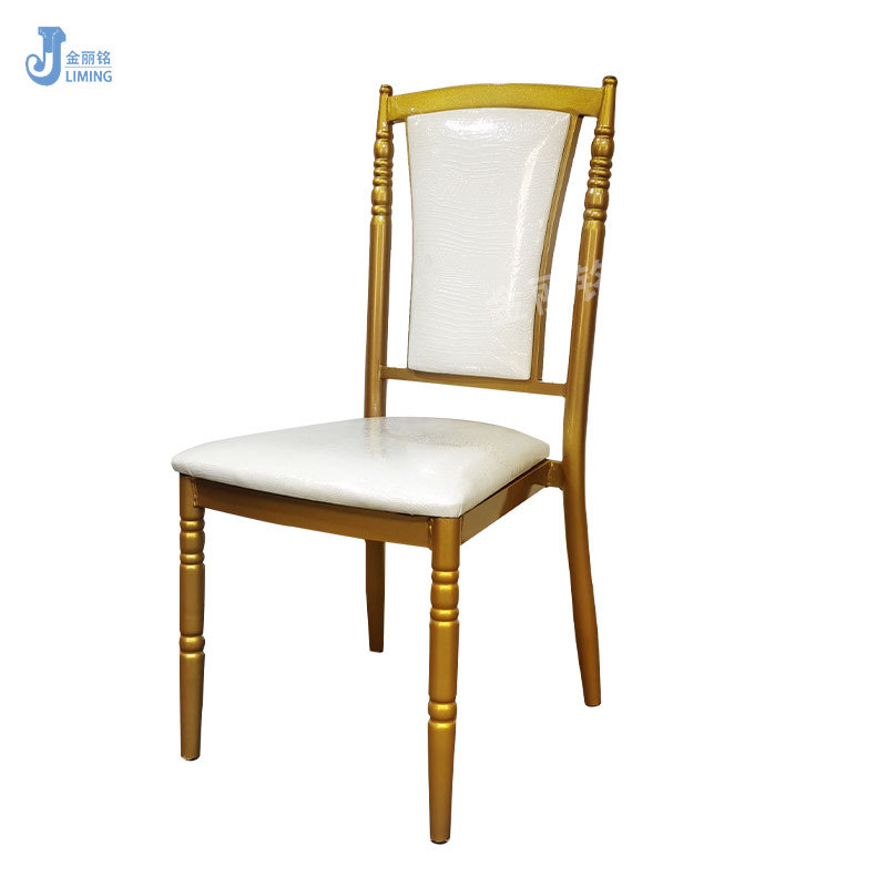 Fábrica al por mayor de hierro oro restaurante comedor silla moderna nórdica Luz Hotel de lujo Silla de bambú suave bolsa respaldo silla