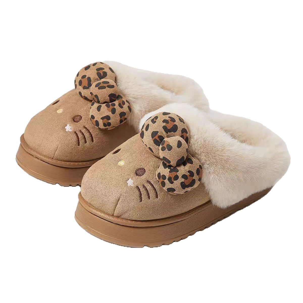 Sanrio genuino nuevo KT gato mujer zapatillas de algodón de dibujos animados para el hogar peluche interior cálido y cómodo