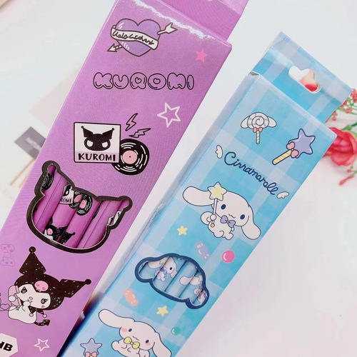 Cute pet cute cartoon monochrome wooden pencil Sanrio Kuromi Pudding Dog HB writing pencil 12 pieces wholesale