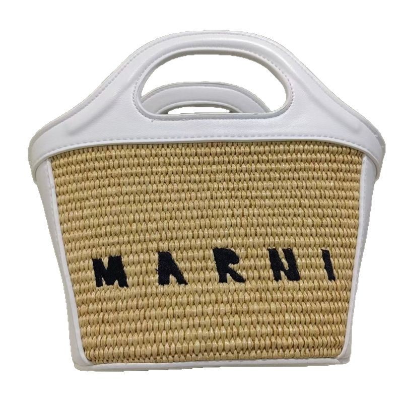 Marni玛尼迷你菜篮子草编包夏季小包包拉菲草手拎单肩斜挎女包潮|undefined
