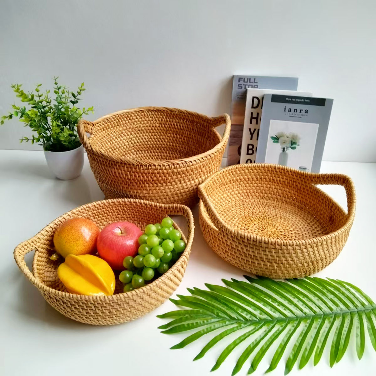 Caja de almacenamiento de mesa de té de caña de caña