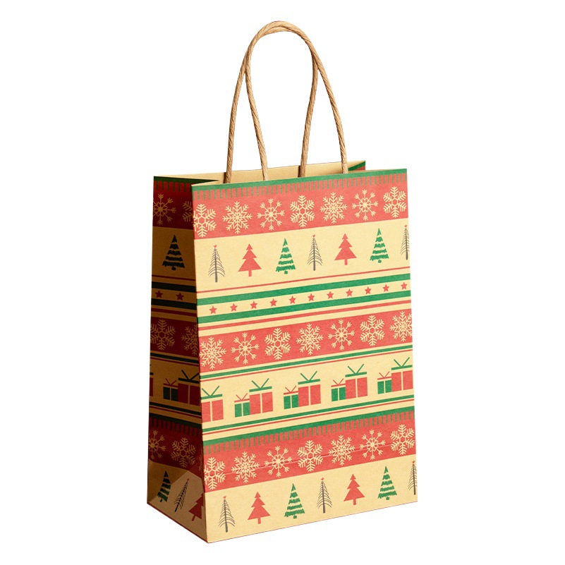 En stock nueva bolsa de papel de regalo de Navidad bolso de Nochebuena bolsa de regalo de caramelo Apple embalaje bolsa de papel Kraft