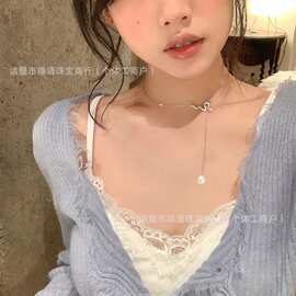蛇年满钻灵蛇项链天然淡水珍珠米粒珠8mm合金材质诸暨珍珠项链