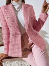 G 91751 Double Breasted Plaid Blazer ������װ ŷ������羳