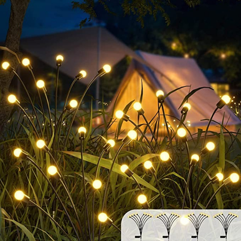 Solar Firefly LED Outdoor Waterproof Landscape Light Garden Decor Atmosphere Light Park In-ground Lawn Light