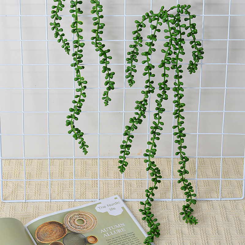 情人淚相思豆5叉百萬心仿真多肉植物假花藤蔓壁掛吊蘭藤條裝飾品