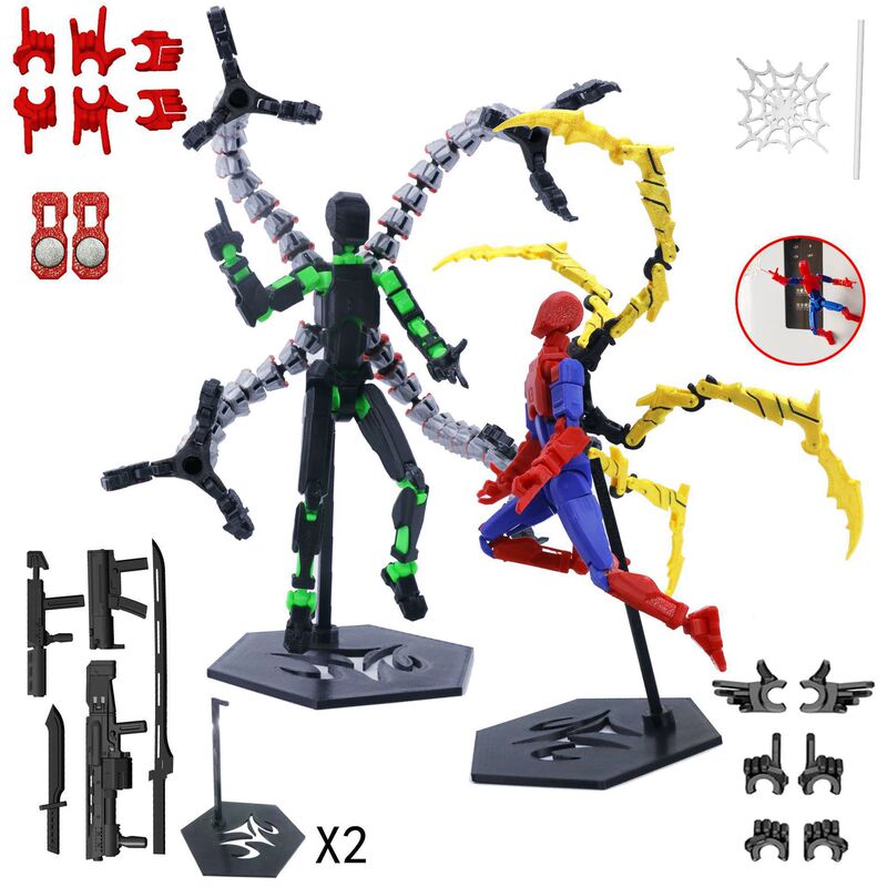Gravity Magnetic Lucky Doll with 13 Movable Joints, 3D Printed 3Rd Generation DIY Full-Body Stress-Relief Toy Figure