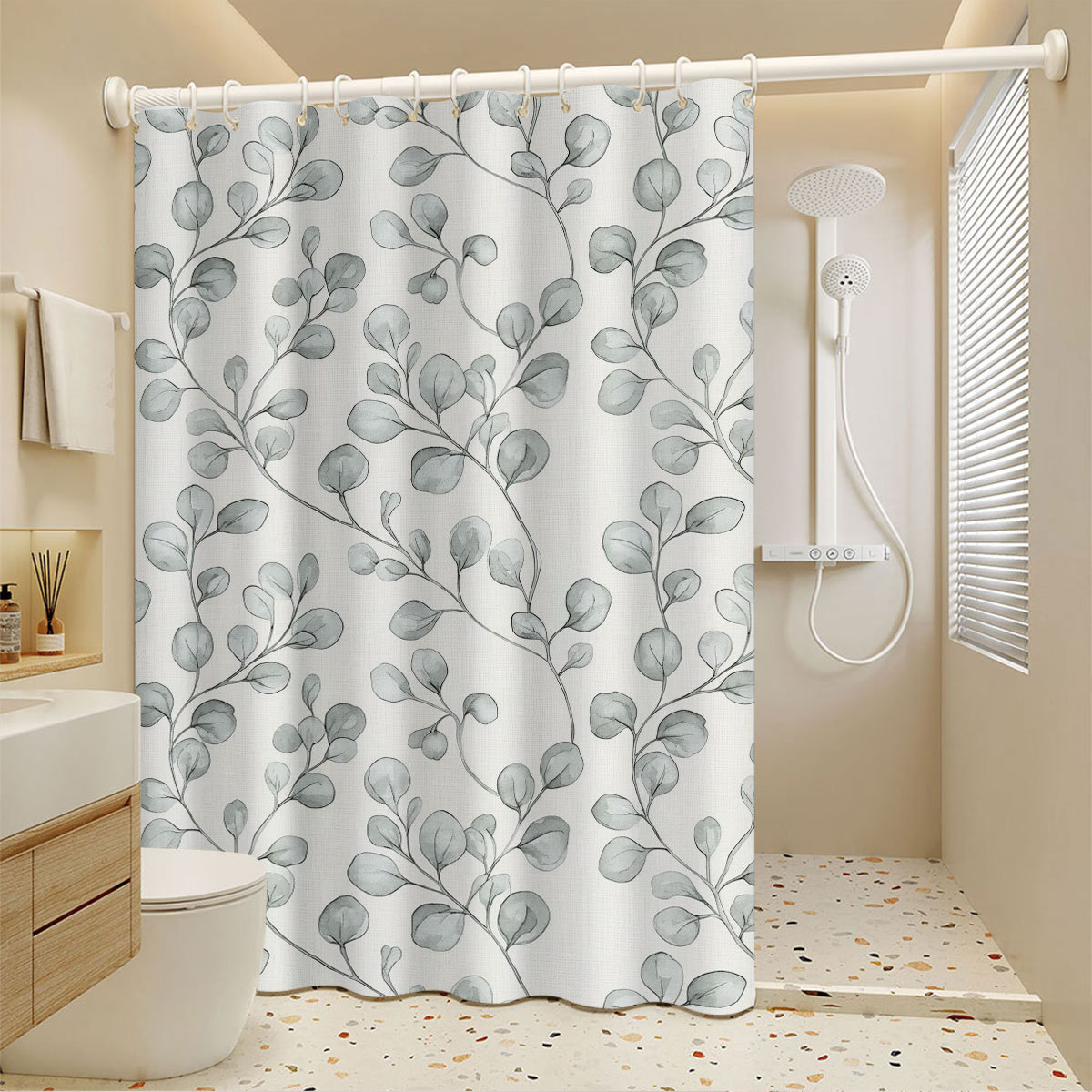 Special No-drill Waterproof Mold-proof Shower Curtain Home Renters, Suitable For Bathroom And Living Room Partition,_voghion.com