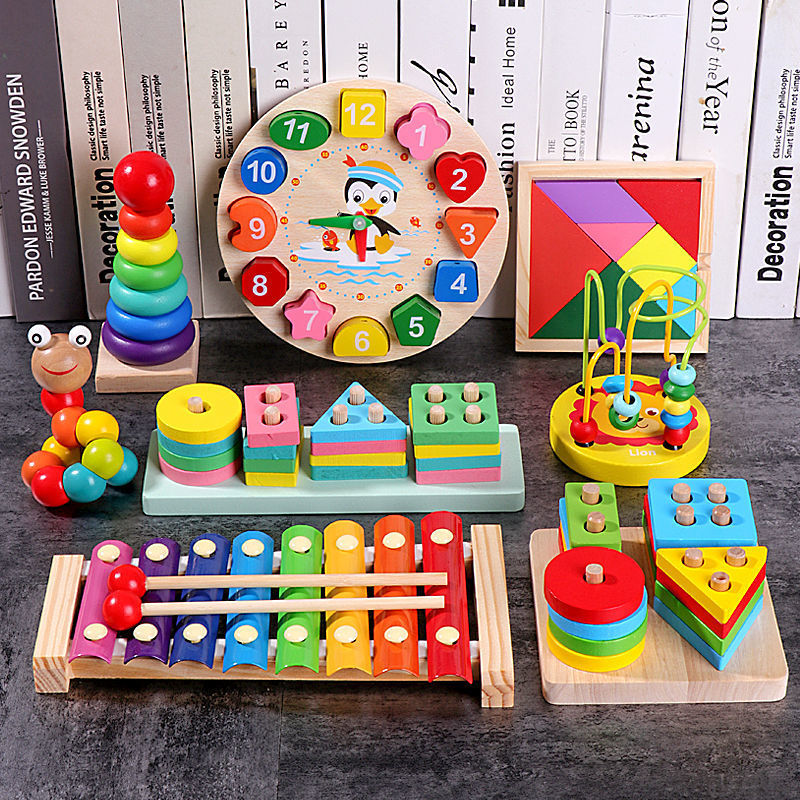 Intelligence Wooden Baby Toddler Music Toy for 1-2-3 Year Olds Eight-Tone Hand Drum Early Education