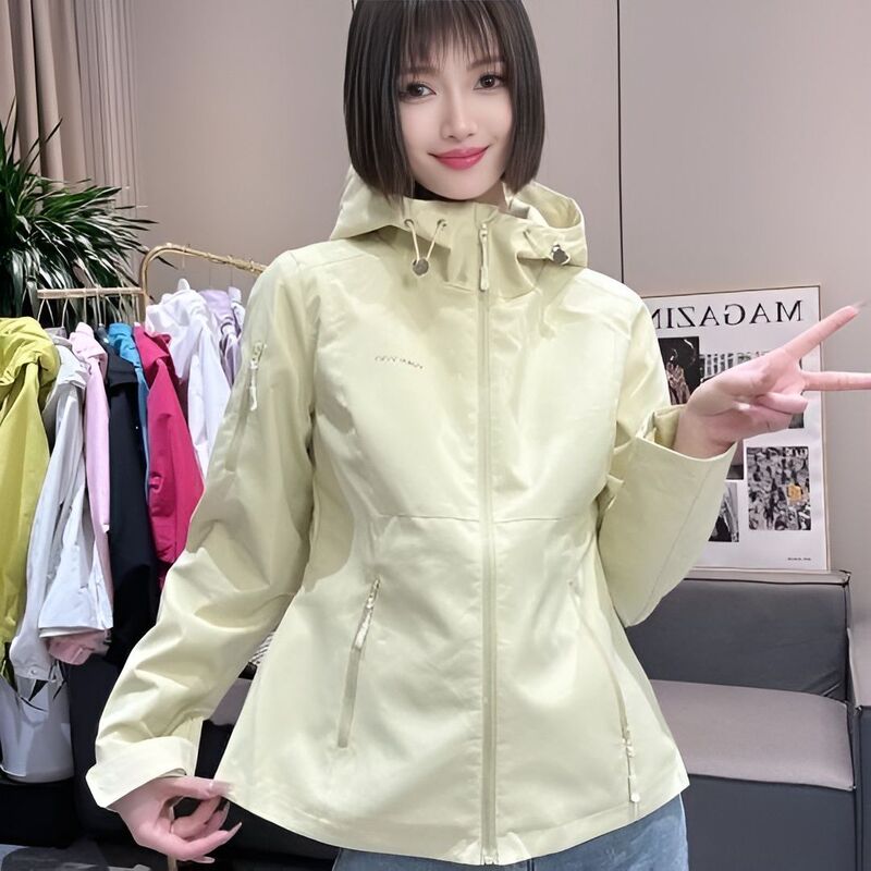 遮肉洋气修身夹克风衣外套女春秋款连帽冲锋衣户外瑜伽棒球服|undefined