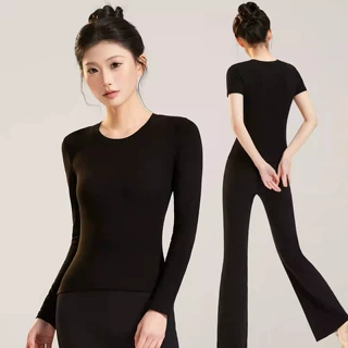 舞蹈服女现代舞长短袖成人黑色古典舞练功服显瘦上衣艺考舞蹈裤