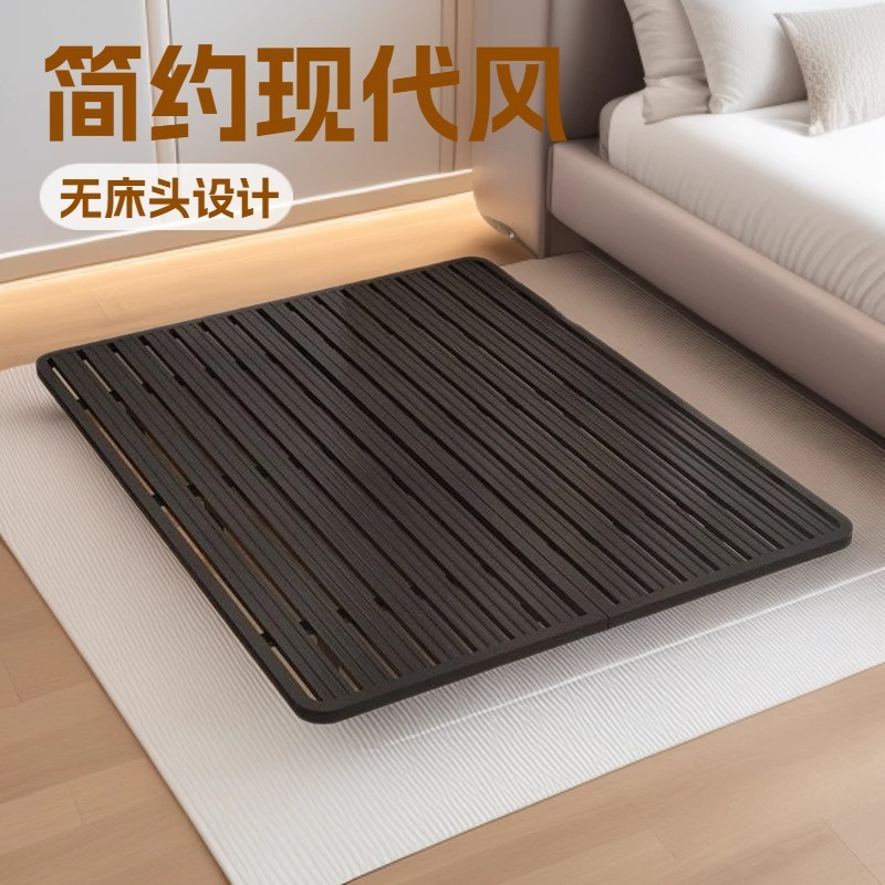 Floating Bed Master Bedroom Modern Minimalist No-Headboard Iron Bed Princess Bed Rental Room Single/Double Encrypted Steel Frame Bed Silent