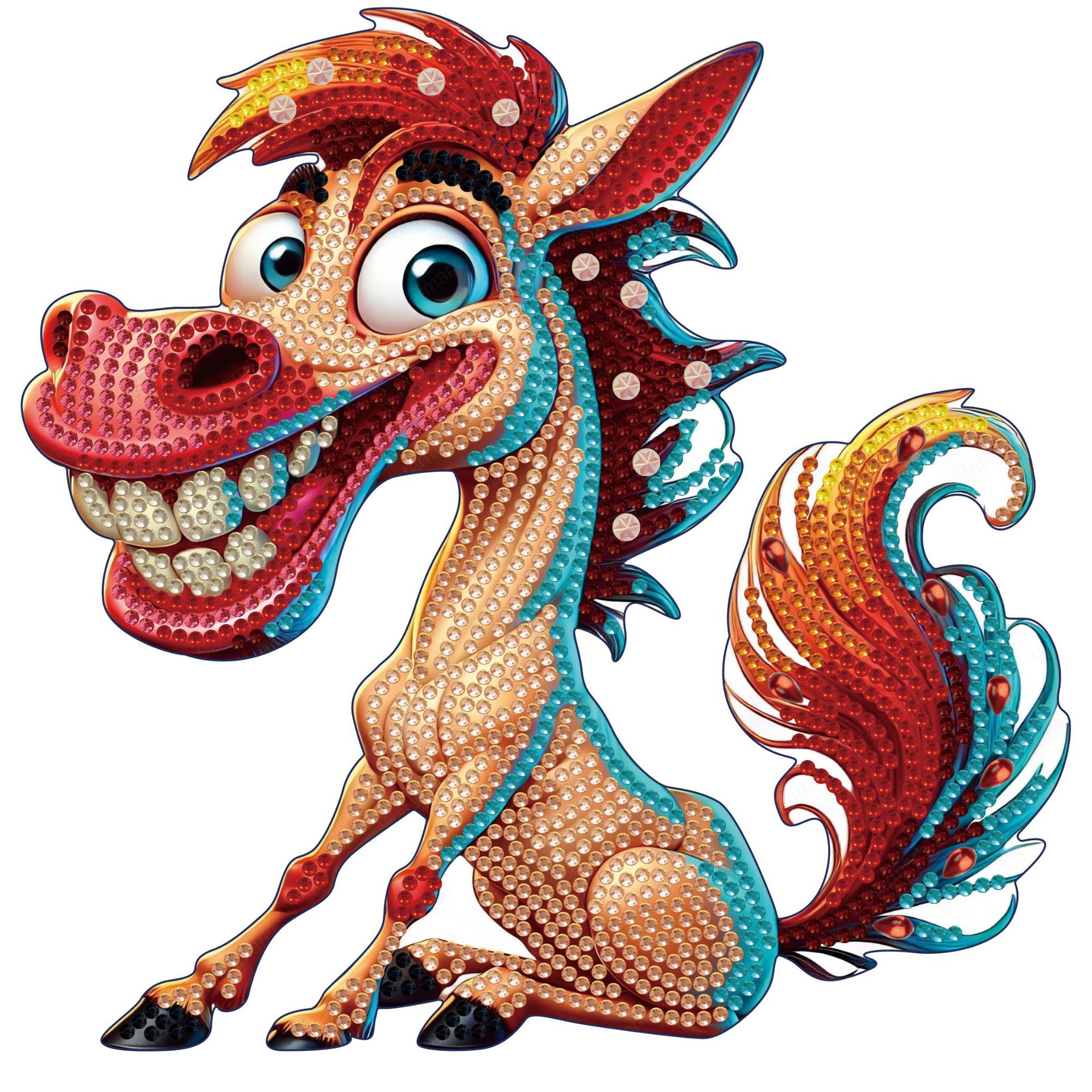 Diamante de bricolaje hecho a mano transfronterizo dibujo punto diamante 5D placa de yeso tridimensional adorno de juguete dinosaurio dibujos animados pintura infantil