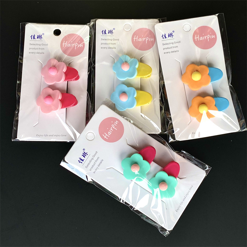 Horquilla bebé accesorios de pelo los niños Corea del Sur colorido flor Rosa horquilla macaron pato clip tocado al por mayor clip