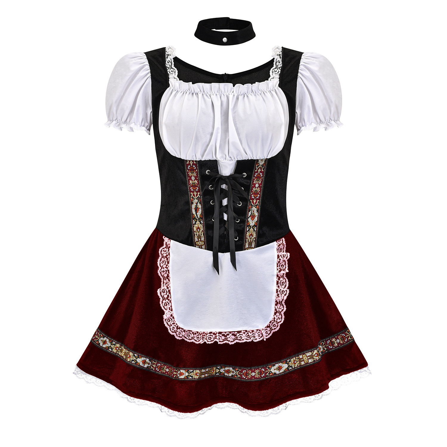 Deutsches Münchner Oktoberfestkostüm, bayerisches Dienstmädchenkleid, Bühnenkostüm_voghion.com