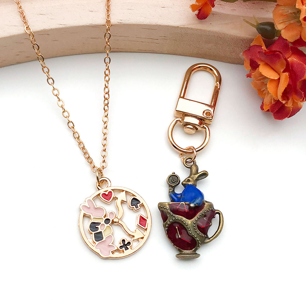 diy jewelry accessories, oil-dripping alloy small pendant, Alice series anime round piece bracelet necklace pendant pic 8