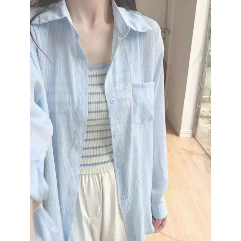 YS8 оригинальная ткань Tencel, корейская тонкая рубашка с длинными рукавами и защитой от солнца, свободная рубашка в ленивом стиле, повседневная куртка