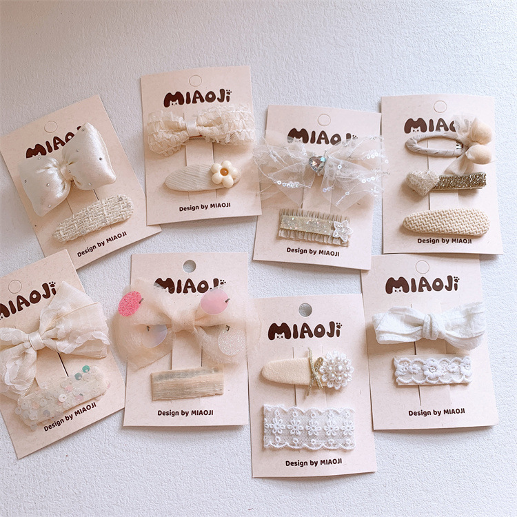 New Children's Milk White Bow Hair Clip Sweet Girls' Side Part Fringe Baby Hair Accessories Hair Pin Top Clip